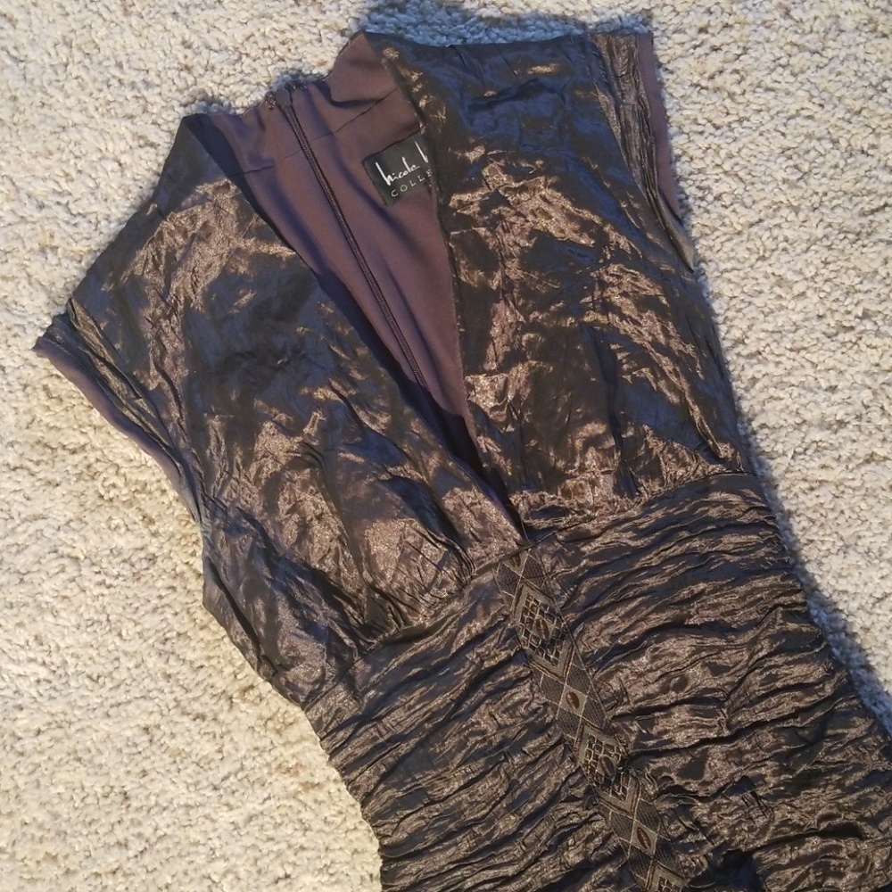 Nicole Miller Ruched Metallic Dress